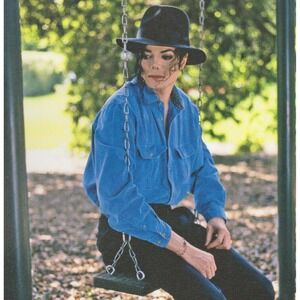 Michael Jackson c. 1990s Sitting On Swing Introspective Portrait Magazine Print